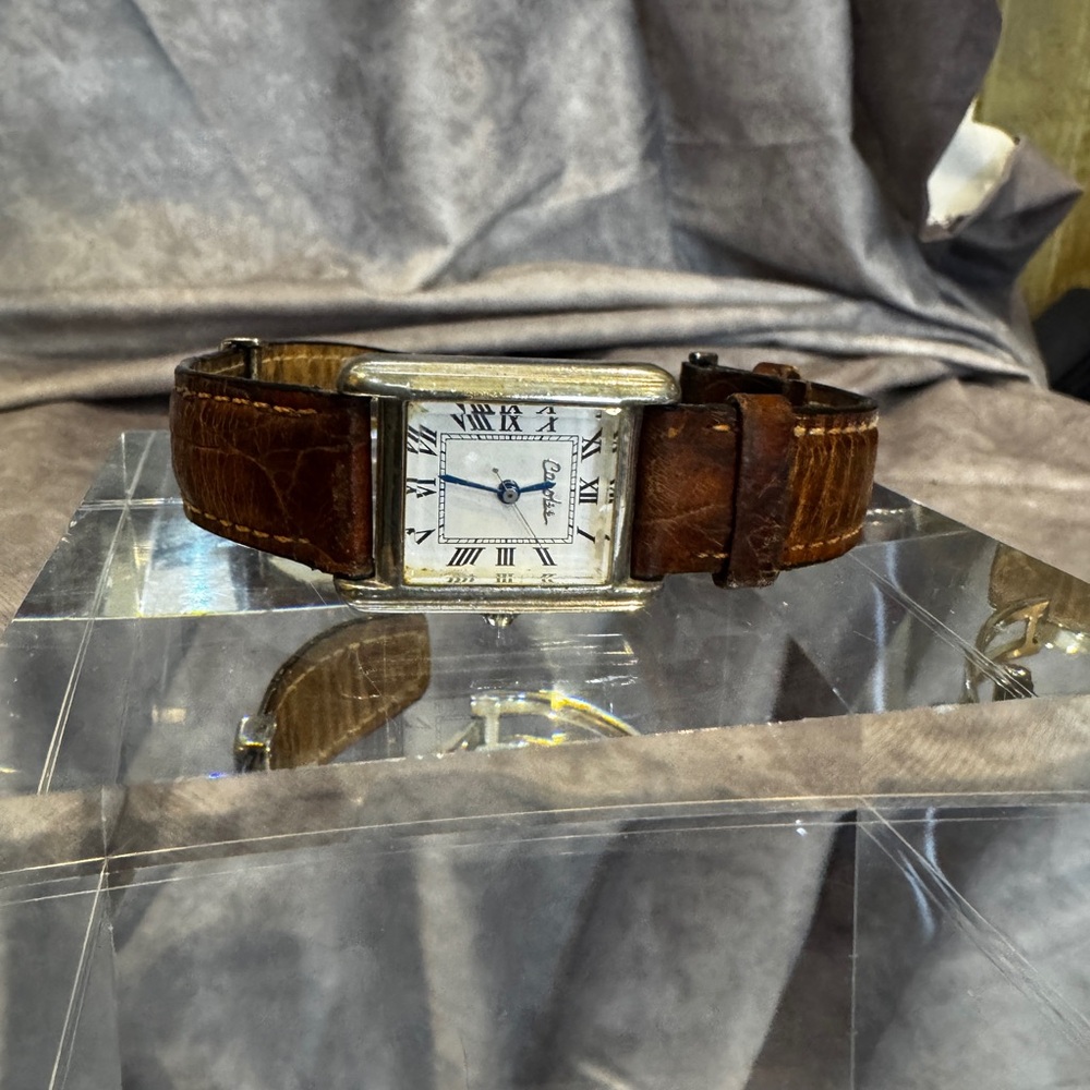 Carolee Sterling Silver Watch with‎ Brown Leather Strap